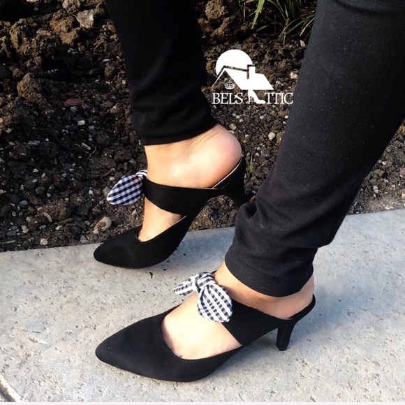 Vegan Suede Ginham Kitten Heels - Picture 5 of 5